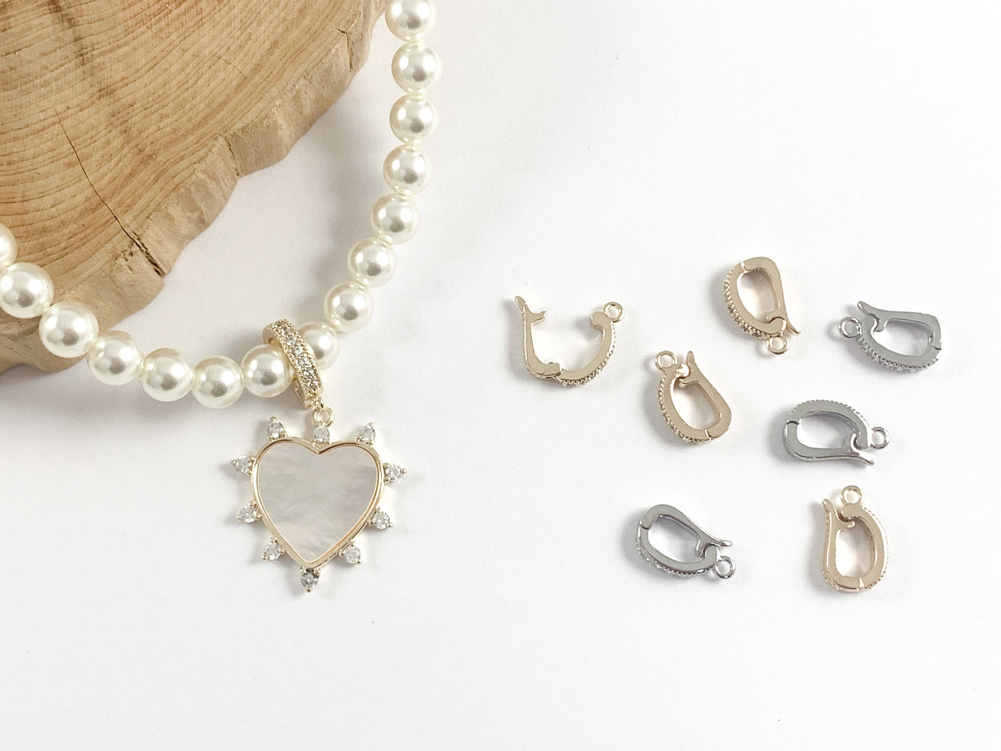 Bails for Pendants in 18K Gold or Silver plating CZ Pave Dainty Snap Open Bails 8 pcs