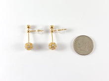 Load image into Gallery viewer, Real 18K Gold Plated CZ Pave Bead Ball Drop Earring Studs Over Copper 3 pairs
