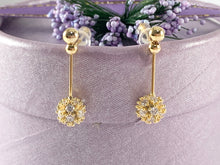 Cargar imagen en el visor de la galería, Real 18K Gold Plated CZ Pave Bead Ball Drop Earring Studs Over Copper 3 pairs
