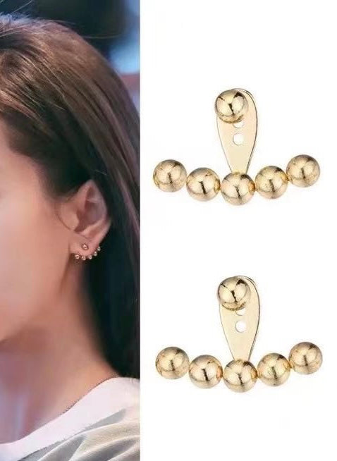 18K Real Gold Plated Ear Cuff Ear Jacket Dot Ball Earrings 5pairs