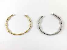 Cargar imagen en el visor de la galería, Brazalete ajustable de bambú simple de cobre chapado en oro real/platino de 18 quilates, 3 piezas
