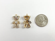 Load image into Gallery viewer, Cute Teddy Bear- Real Gold 18K Plated Micro CZ Pave Charm Pendant Over Copper 5 pcs
