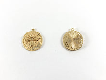 Load image into Gallery viewer, Real Gold 18K Plated Micro CZ Bee Coin Pave Charm Over Brass 8pcs
