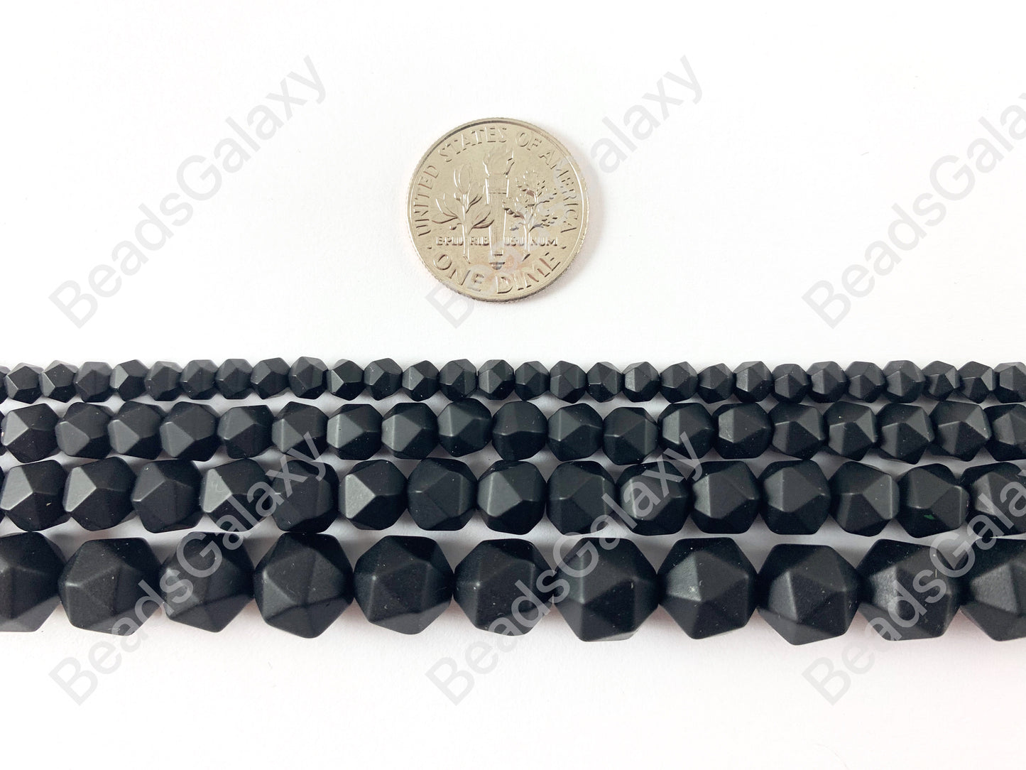 Handcut Black Onyx Starcut Faceted Natural Gemstone Beads Around 15"