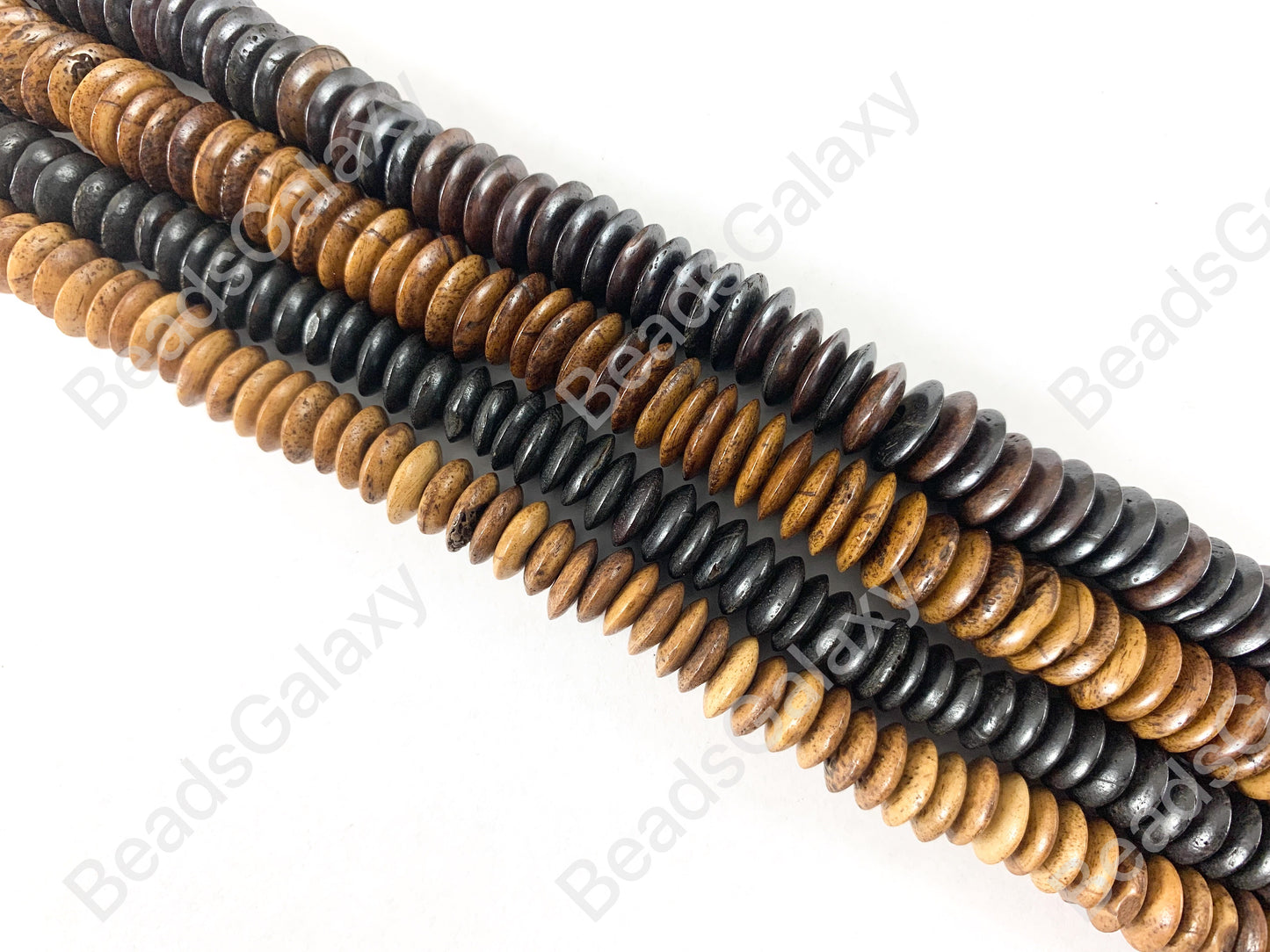 Hand Cut Bone- Chocolate Brown Chestnut Rondelle Spacer Saucer Beads From Africa