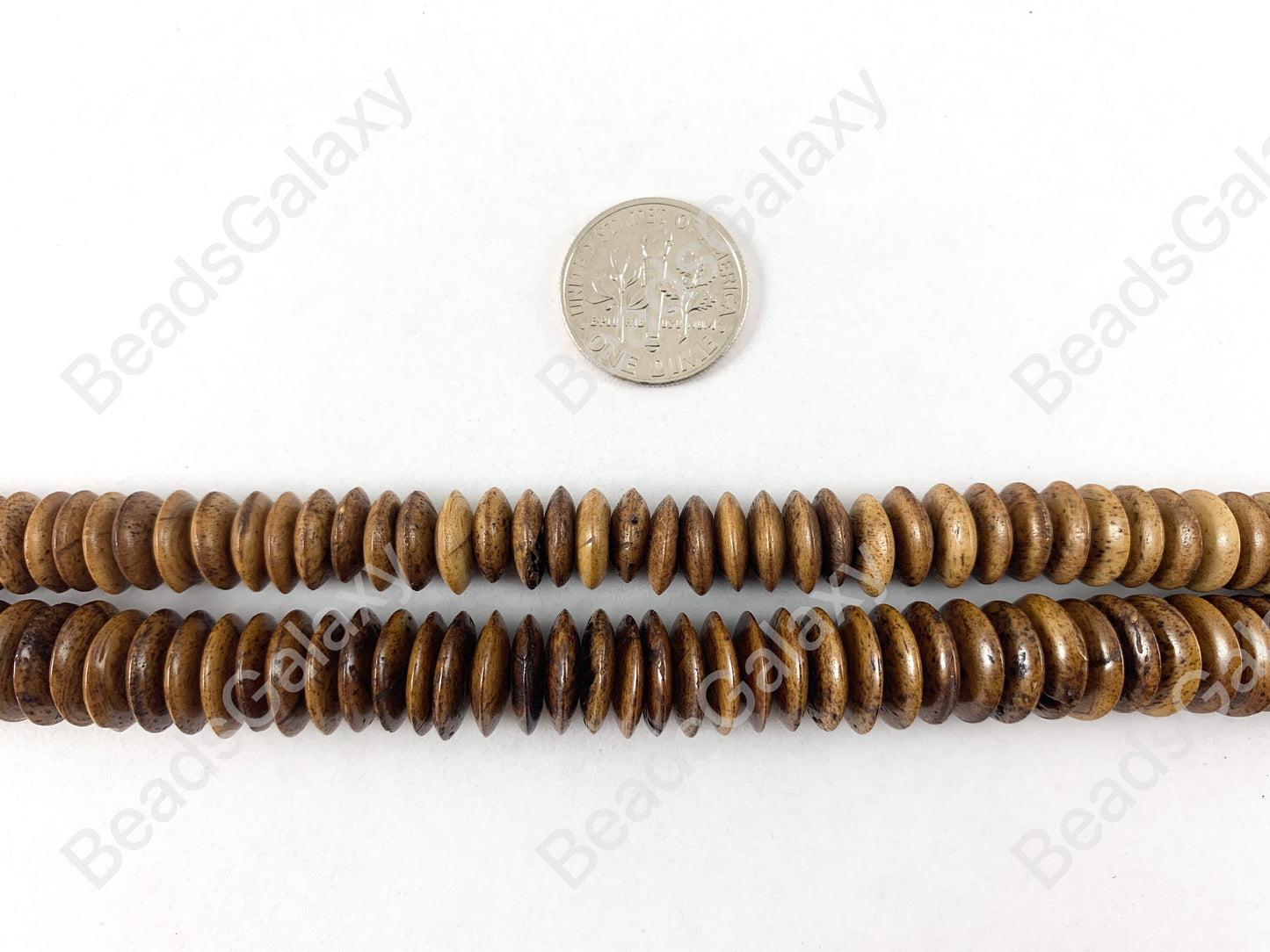 Hand Cut Bone- Chocolate Brown Chestnut Rondelle Spacer Saucer Beads From Africa