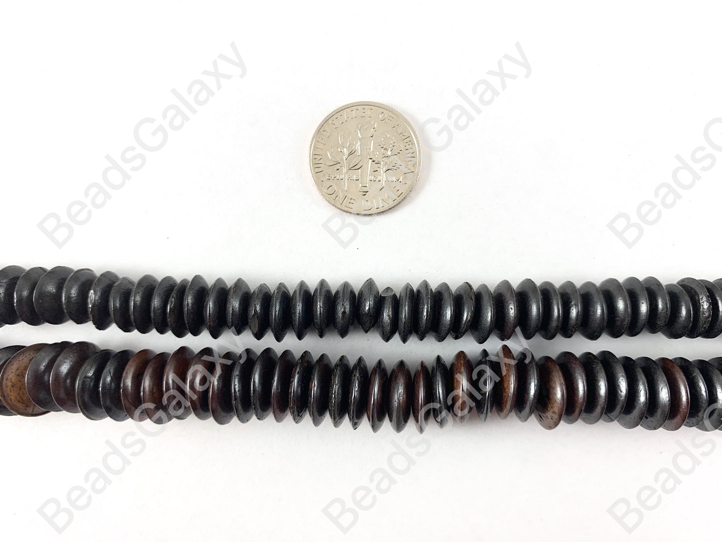 Hand Cut Bone- Chocolate Brown Chestnut Rondelle Spacer Saucer Beads From Africa