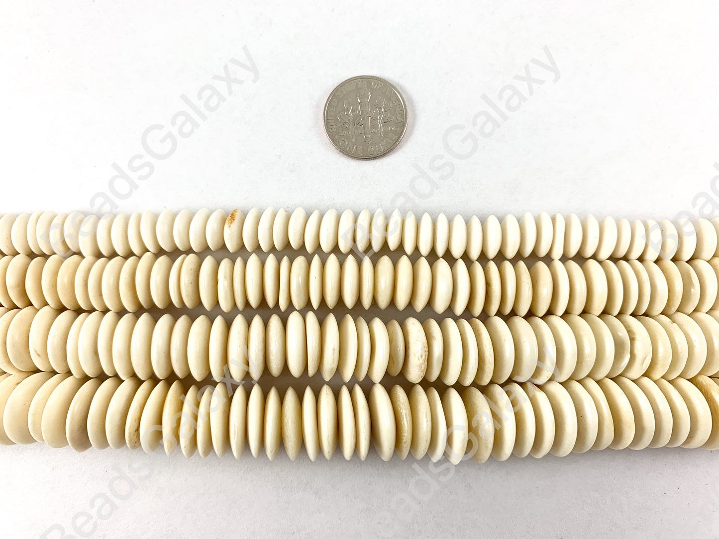 Hand Cut Bone- Tan Cream Rondelle Spacer Saucer Beads From Africa