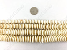 Load image into Gallery viewer, Hand Cut Bone- Tan Cream Rondelle Spacer Saucer Beads From Africa
