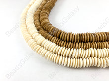 Load image into Gallery viewer, Hand Cut Bone- Tan Cream Rondelle Spacer Saucer Beads From Africa
