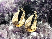 Load image into Gallery viewer, Real 18K Gold/Platinum Plated Bowtie Textured Twist Hoop Earring Over Copper 3 pairs
