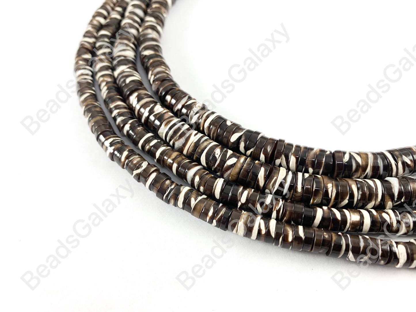 Natural Brown Lip Shell Heishi Spacer Beads Around 15-16"