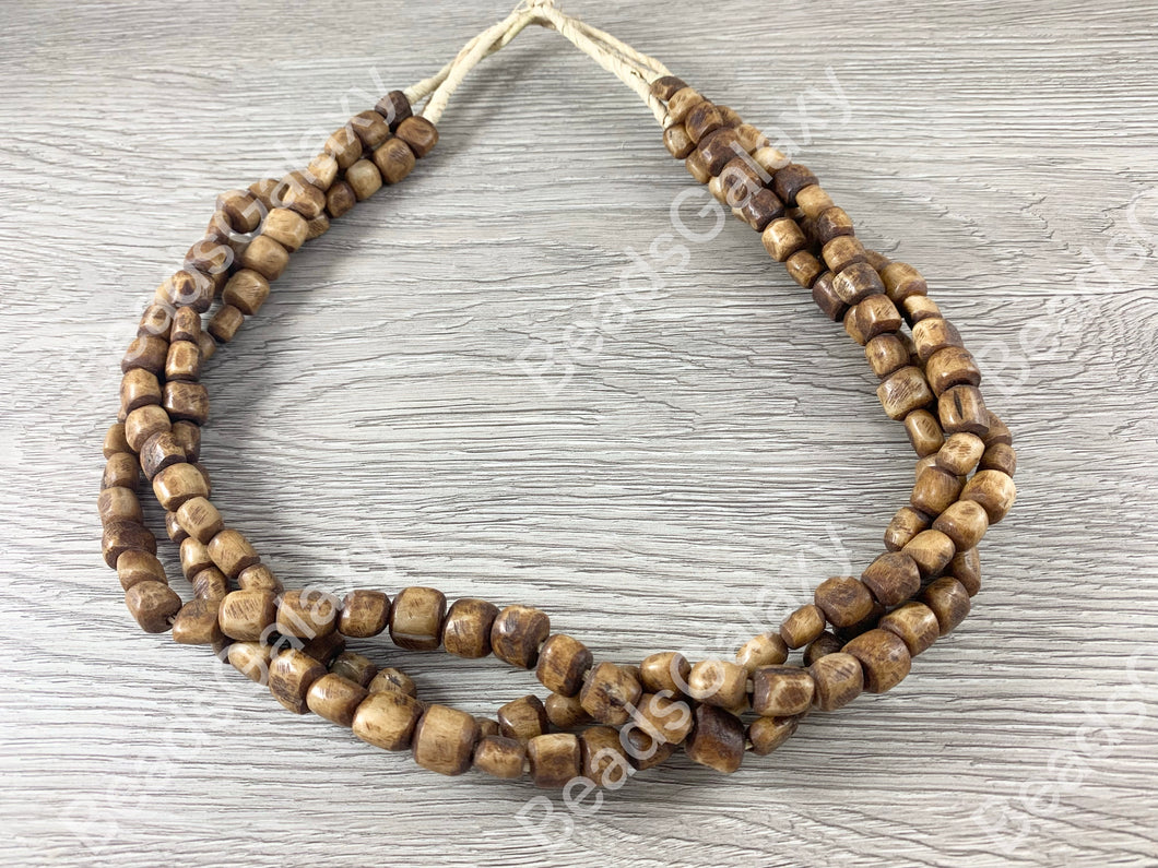 Brown Hand Cut Bone Nugget Beads