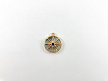 Cargar imagen en el visor de la galería, 18K Gold Plated Sunburst Abalone Shell Pearl Charm Pendant Over Copper 6pc
