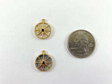 Load image into Gallery viewer, 18K Gold Plated Sunburst Abalone Shell Pearl Charm Pendant Over Copper 6pc
