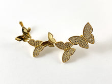 Cargar imagen en el visor de la galería, Real Gold 18K Plated Copper CZ Pave Butterfly Wrap Climber Earring Cuffs 1pair
