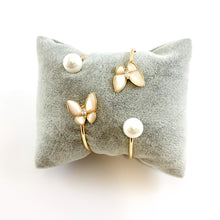 Load image into Gallery viewer, Real Gold18K Plated Copper Butterfly Bracelet Cuffs/Bangles with Mother of Pearl 3pcs
