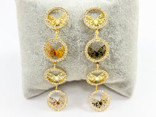 Load image into Gallery viewer, Gold CZ Butterfly Circle Coin Dangle Earrings in 18K Gold Plating over Copper 2 pairs
