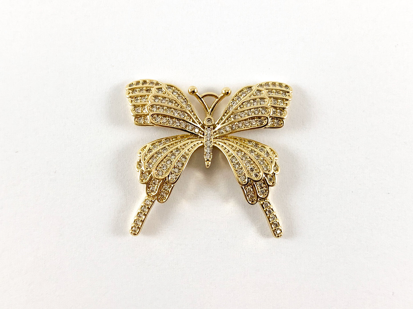 Real Gold/Platinum 18K Plated Micro CZ Butterfly Pave Pendant Over Brass 3pcs