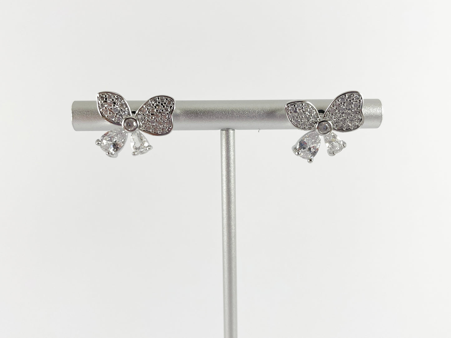 Real 18K Gold / Platinum Plated Pave Butterfly Earring Stud Over Copper 5pairs