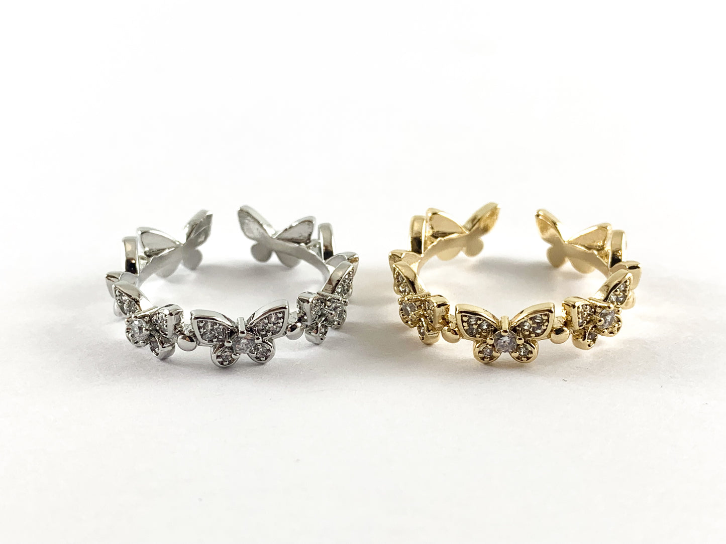 Real Gold 18K/Platinum Plated Copper CZ Pave Adjustable Ring 5pc