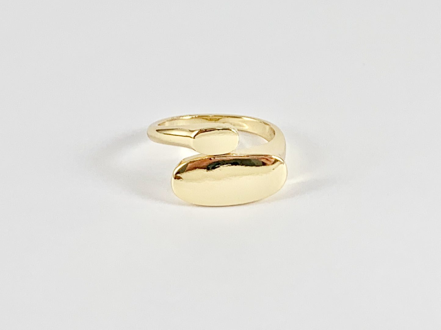 Flat Oval Bypass Adjustable Ring in 18K Gold plated Copper 4 pcs