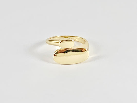Flat Oval Bypass Adjustable Ring in 18K Gold plated Copper 4 pcs