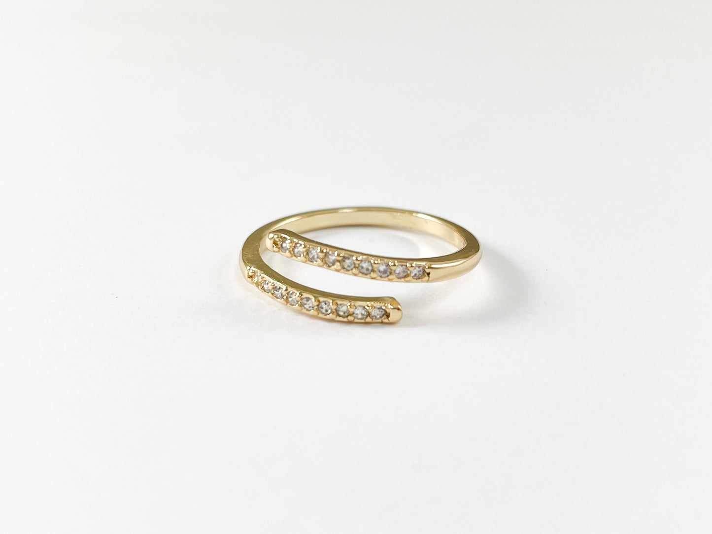 18K Gold Plated CZ Pave Dainty Bypass Ring Over Copper 6pcs