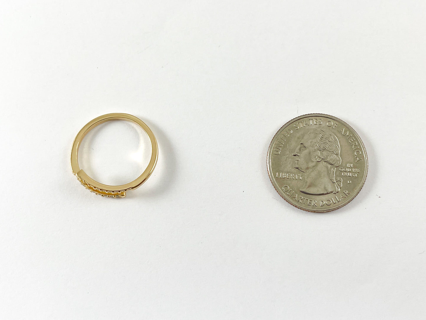 18K Gold Plated CZ Pave Dainty Bypass Ring Over Copper 6pcs