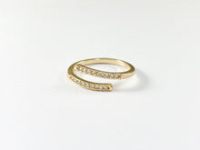 Load image into Gallery viewer, 18K Gold Plated CZ Pave Dainty Bypass Ring Over Copper 6pcs
