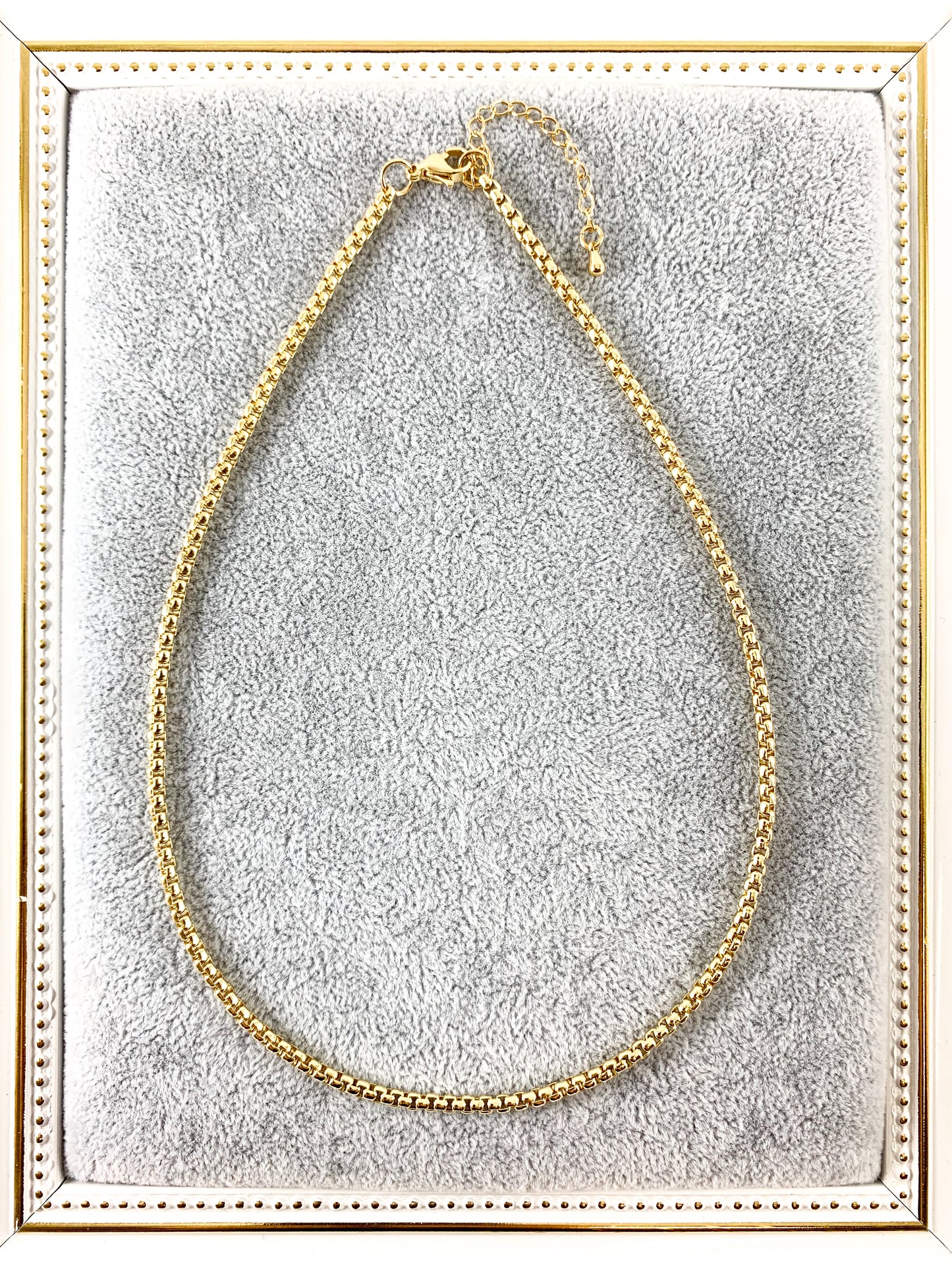 Delicate 18K Gold/Platinum Plated Dainty Minimalist Box Chain Necklace