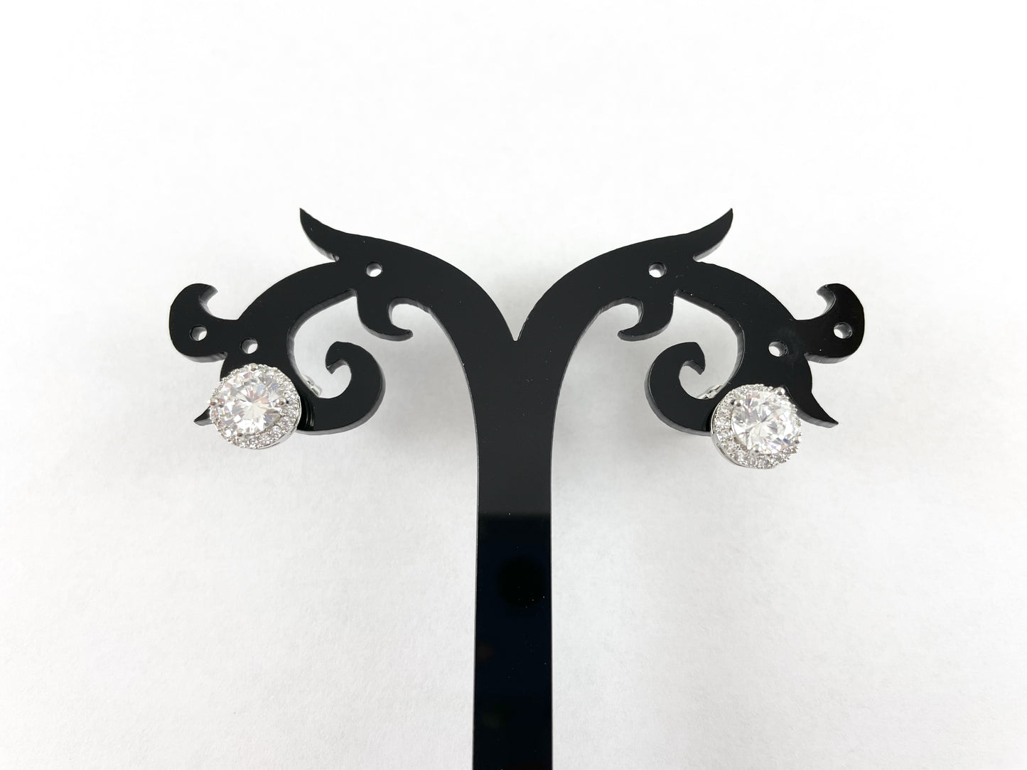 18K Gold/Platinum Plated CZ Pave Round Halo Earring Studs Over Copper 5pairs