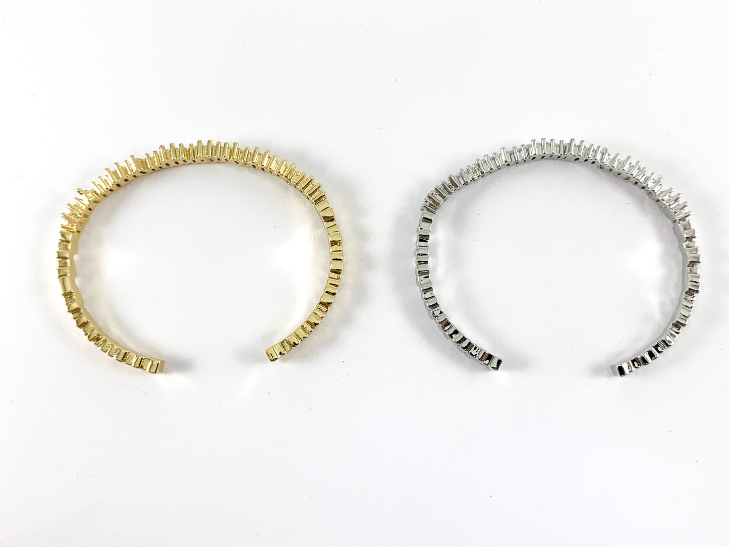 Real Gold/Platinum 18K Plated Copper CZ Pave Cluster Rhinestone Fancy Bracelet Cuffs