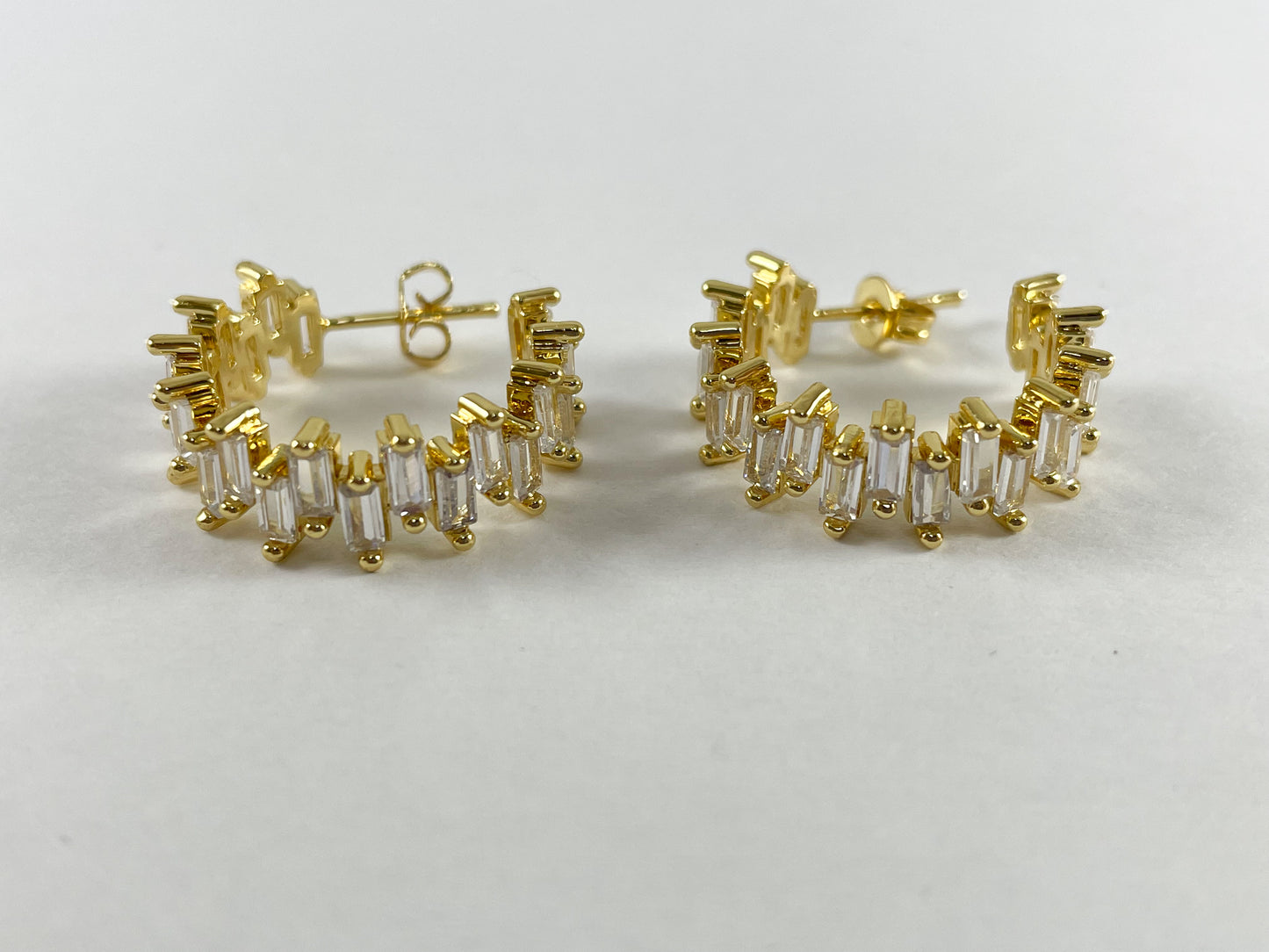 18K Gold and Platinum Plated Earring Cluster Hoops Over Copper 2 pairs