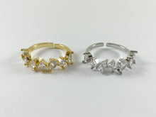 Cargar imagen en el visor de la galería, 18K Gold/Silver Plated CZ Pave Rhinestone Cluster Banded Adjustable Ring 4pcs
