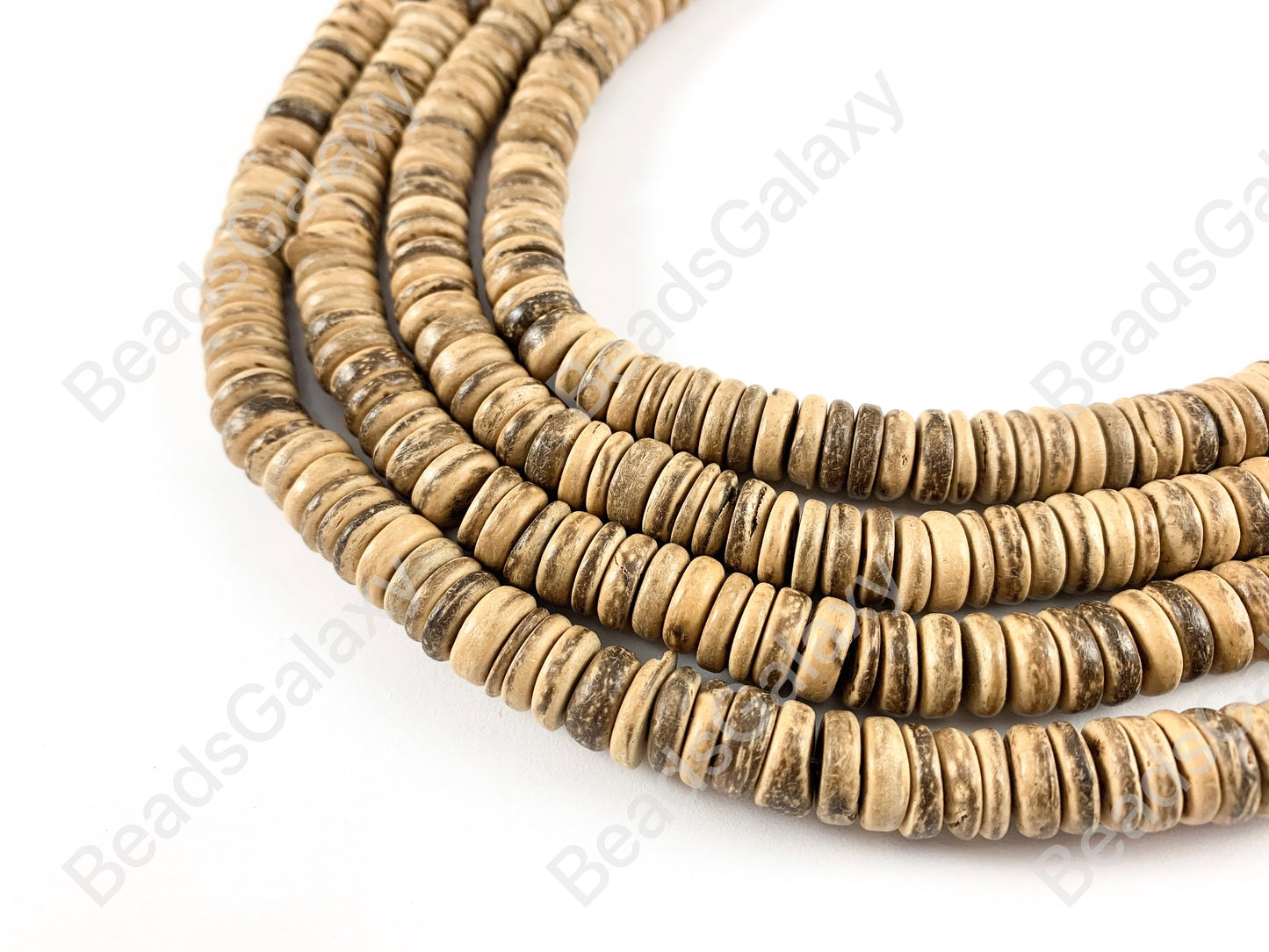 Natural Coconut Shell Rustic Heishi Spacer Beads Around 15-16"