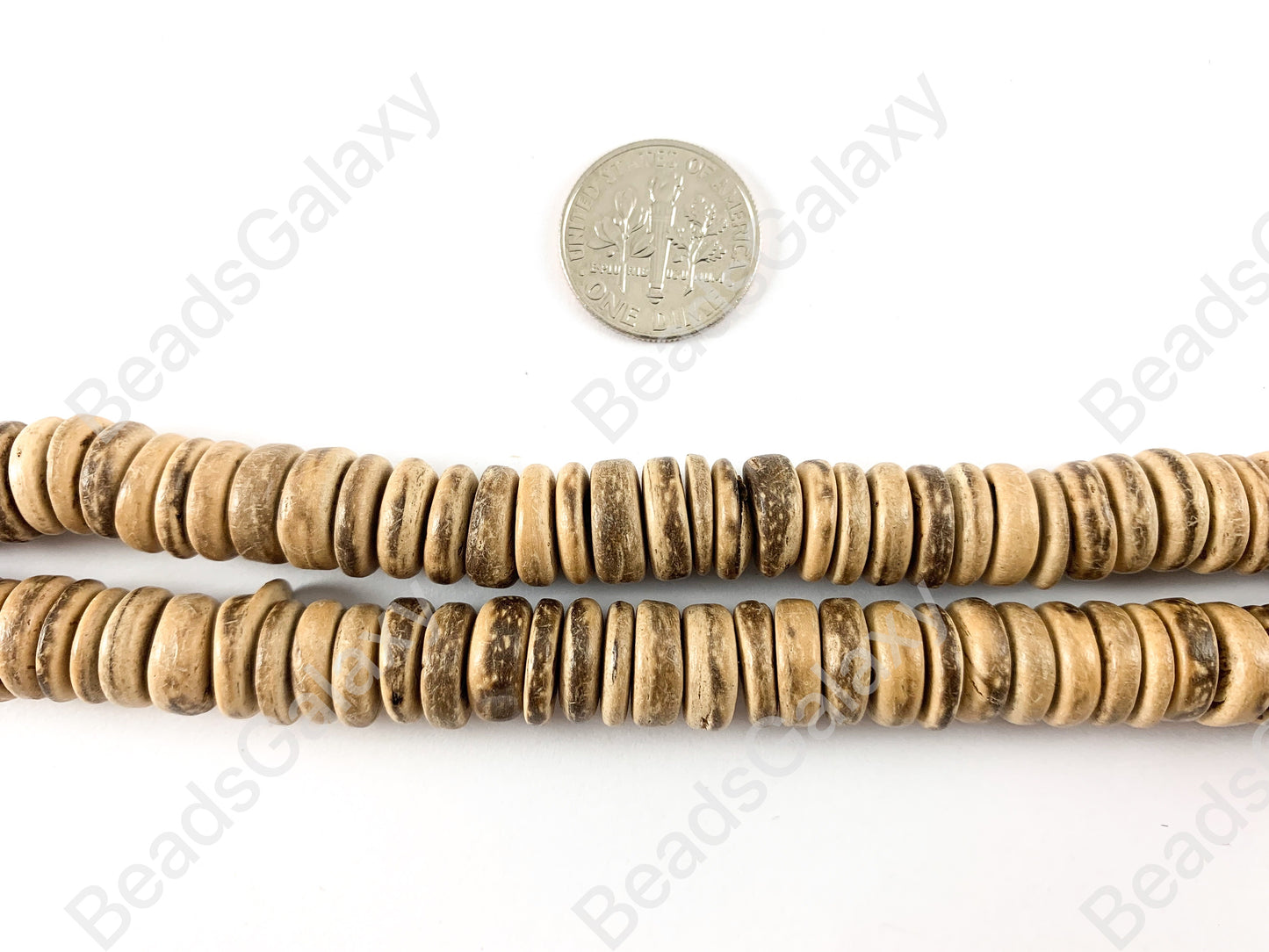 Natural Coconut Shell Rustic Heishi Spacer Beads Around 15-16"