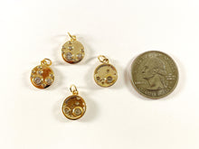 Load image into Gallery viewer, Real Gold 18K Plated Micro CZ Pave Circle Coin Charm Over Brass 6pcs
