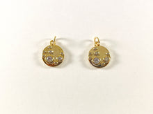 Load image into Gallery viewer, Real Gold 18K Plated Micro CZ Pave Circle Coin Charm Over Brass 6pcs
