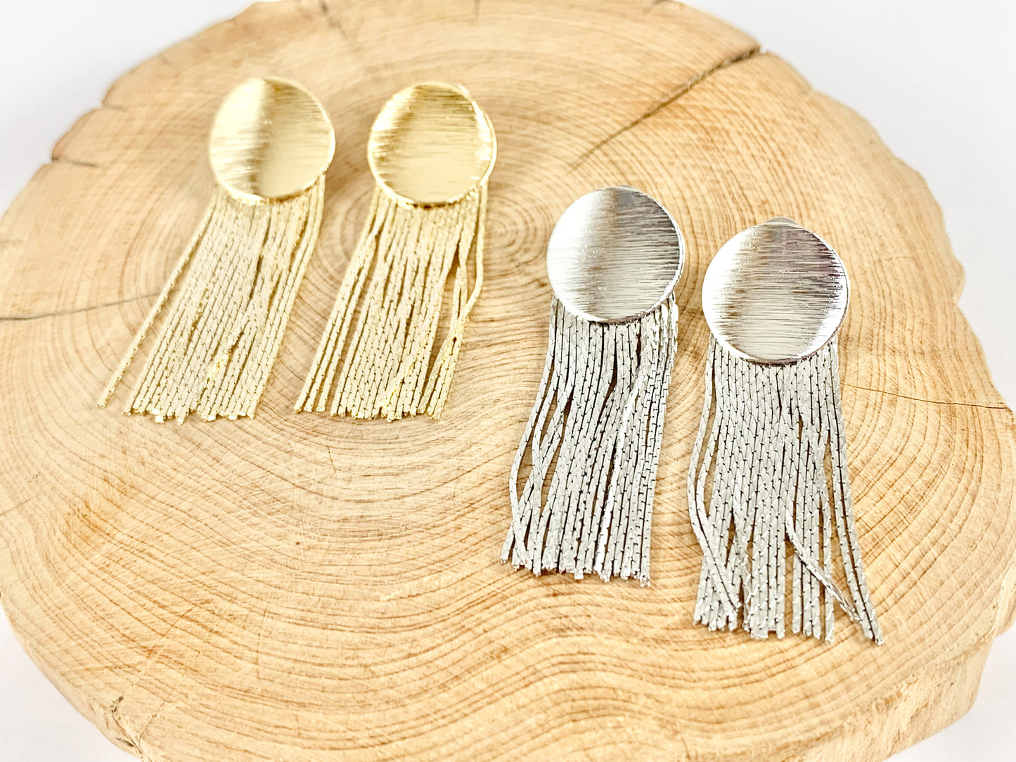 Lindos aretes con borlas y círculos de monedas con flecos en oro de 18 quilates o cobre bañado en plata, 3 pares