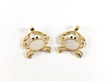 Load image into Gallery viewer, Real Gold 18K Plated Micro CZ Pave Rhinestone Shell Crab Pendant Charm Over Brass 6pcs
