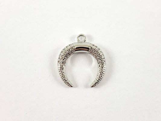 Real Gold 18K Plated Micro CZ Bullhorn/Crescent Shaped Pave Pendant Over Brass 5pc