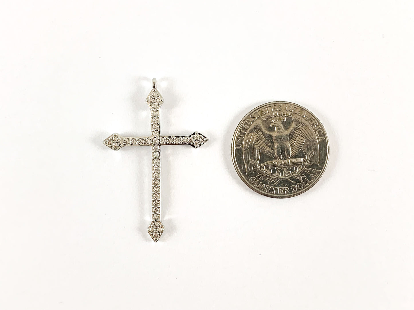 Real Gold/Platinum 18K Plated Micro CZ Pave Cross Pendant Over Copper 6pcs