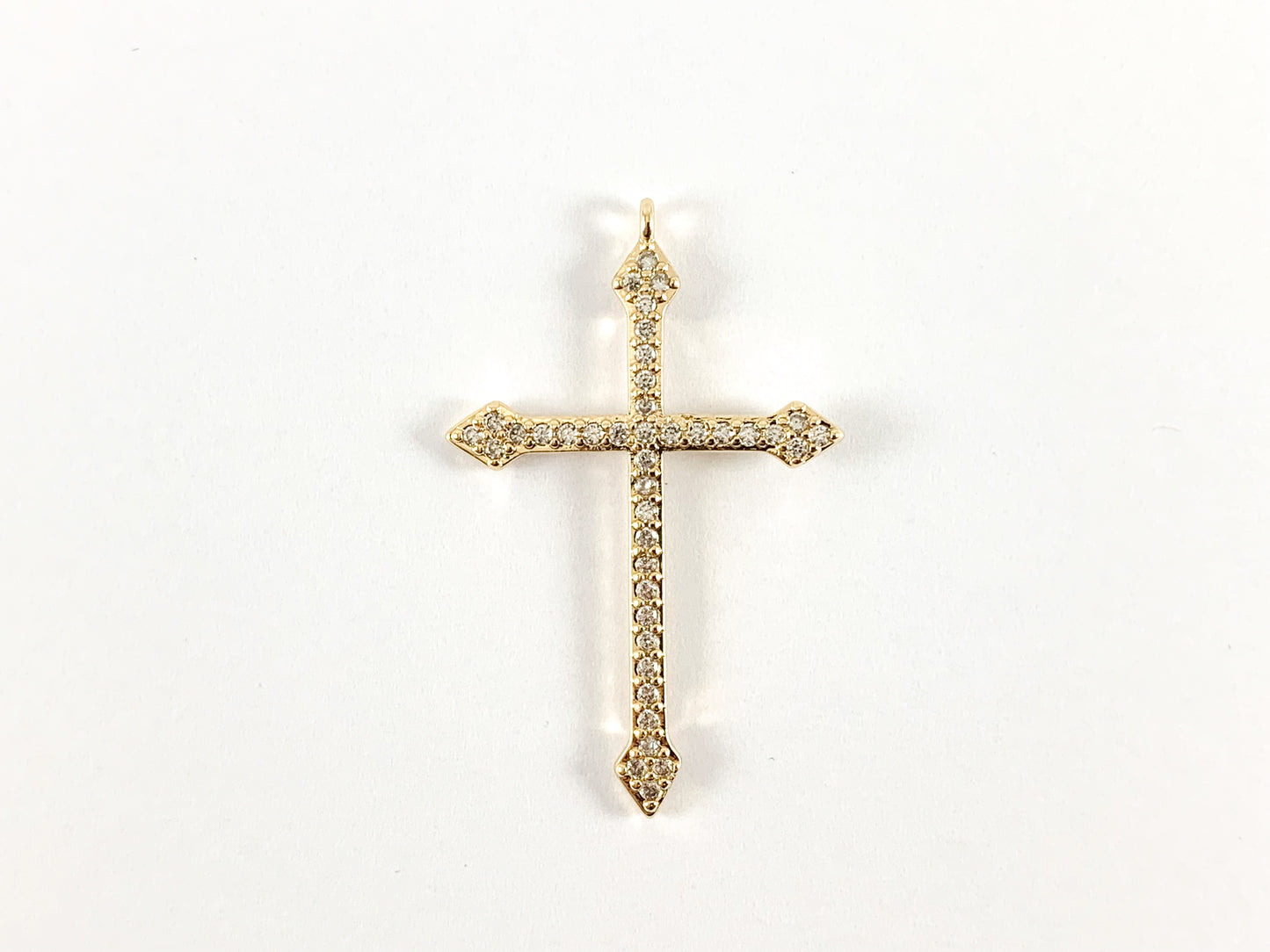 Real Gold/Platinum 18K Plated Micro CZ Pave Cross Pendant Over Copper 6pcs
