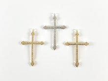 Load image into Gallery viewer, Real Gold/Platinum 18K Plated Micro CZ Pave Cross Pendant Over Copper 6pcs
