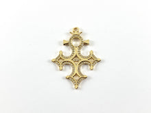 Load image into Gallery viewer, Real Gold 18K Plated Micro CZ Pave Cross Pendant with Crown Over Copper 4pcs
