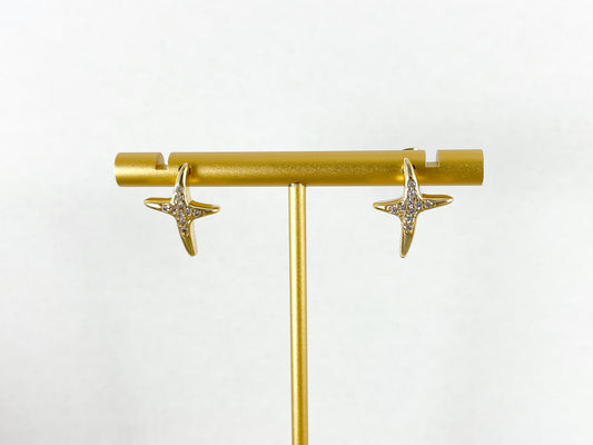 Real Gold Plated CZ Pave Cross Earring Stud Over Copper 5 pairs