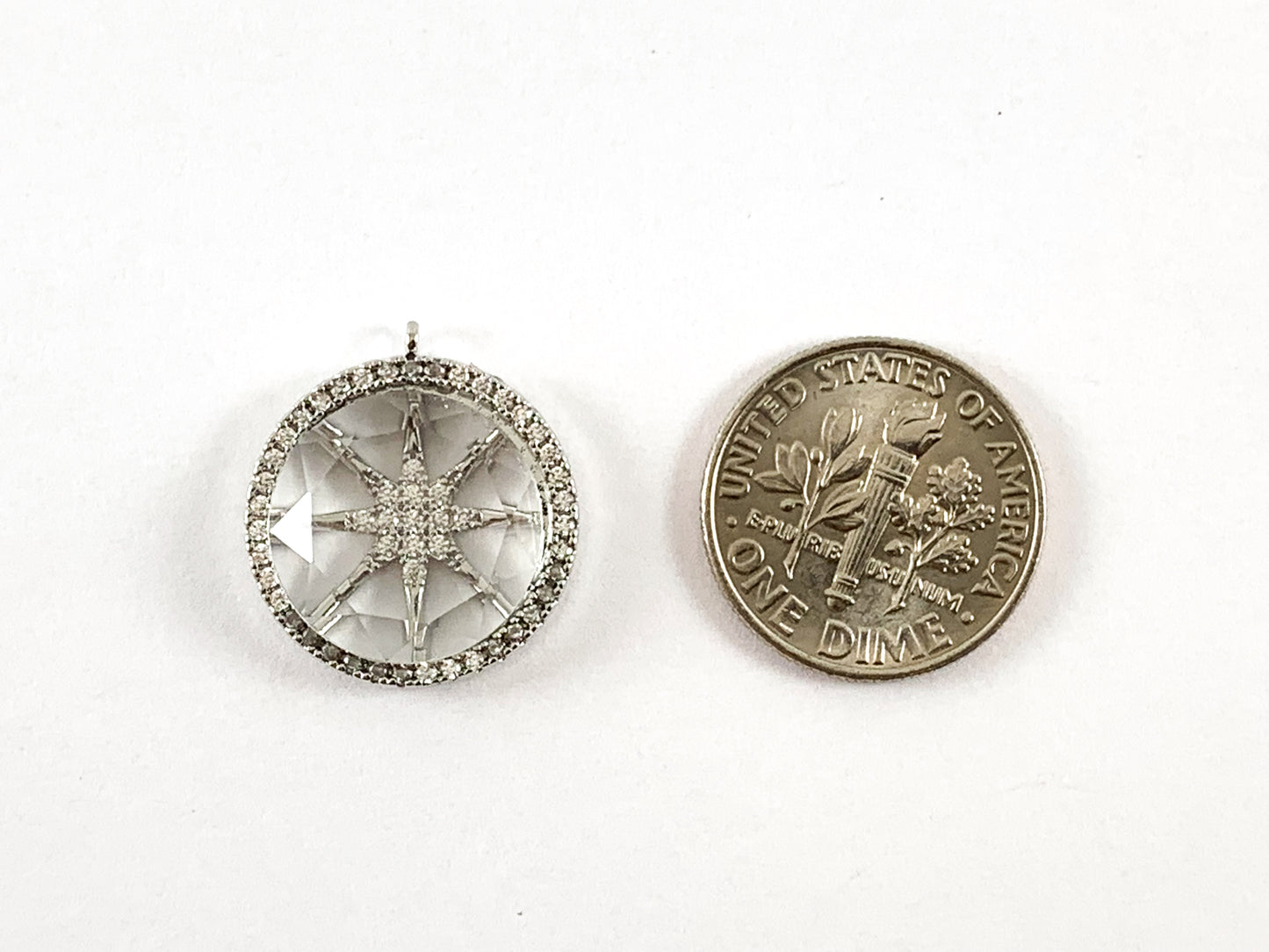 Real Gold/Platinum 18K Plated Micro CZ Pave Crystal Starburst Pendant Charm Over Brass 4pcs