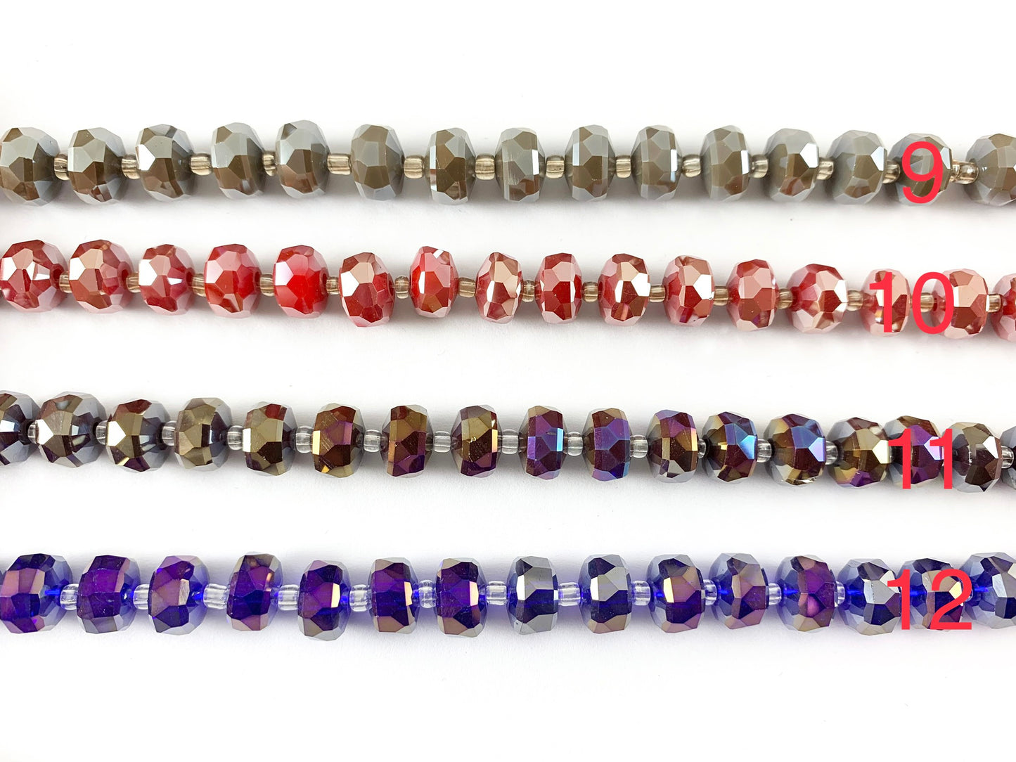 Crystal Faceted Shiny 10mm Dyed Glass Heishi/ Wheel/ Rondelle Crystal Beads (12 Colors Available!!!)