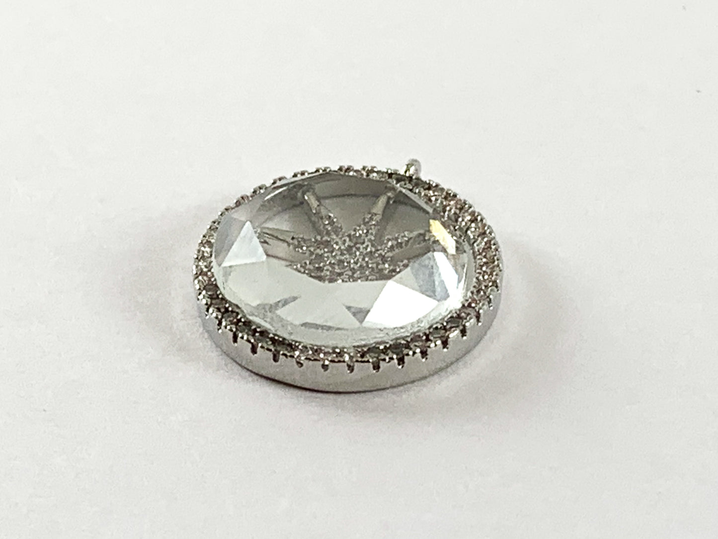 Real Gold/Platinum 18K Plated Micro CZ Pave Crystal Starburst Pendant Charm Over Brass 4pcs